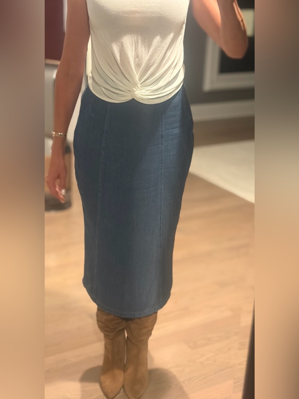 YMI Dark Blue Denim Pencil Skirt